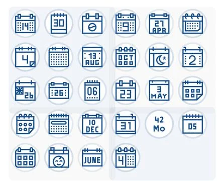 Month Complete Vector Package with 28 128x128 Bold Line Display Perfect Icons Stock Illustration