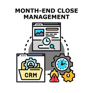 Month end close management process vector illustration 库存插图