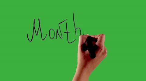 Month - Hand writing on green screen Vídeos de archivo 33783928