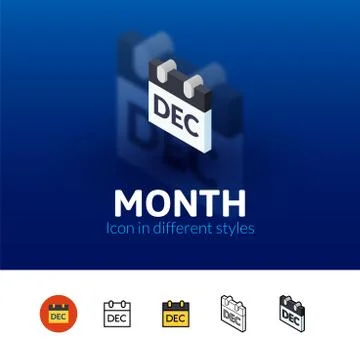 Month icon in different style 스톡 일러스트