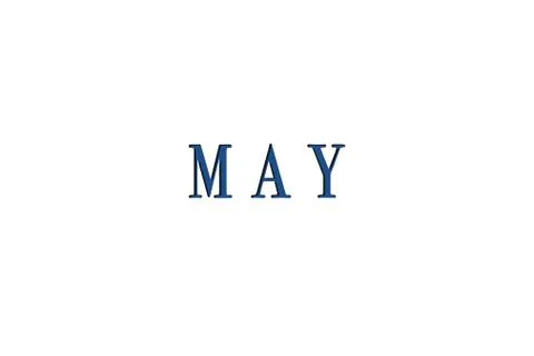 The month may is isolated in blue on a white background for the calendar. Stock Illustration