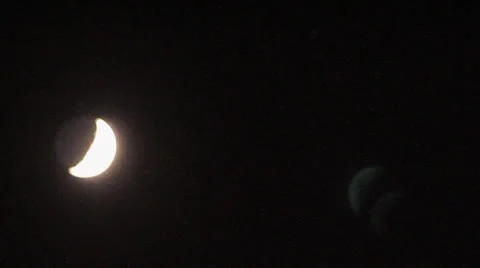 Month, moon moves on the night sky along planets Stockbeeldmateriaal 22644803
