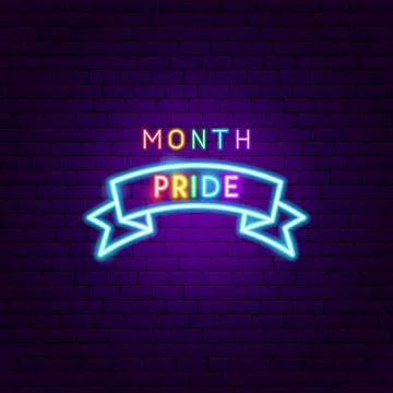 Month Pride Neon Label Stock Illustration