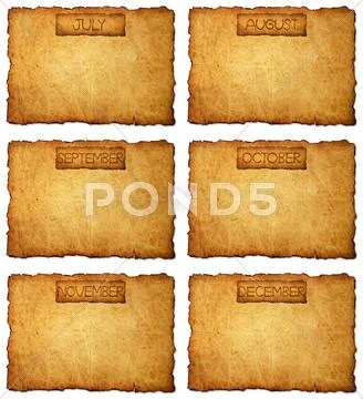 The month in vintage style on aged, old paper Stock Photos