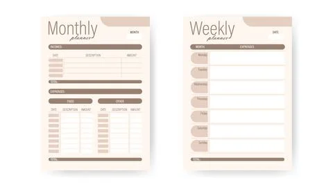 Monthly and Weekly Planner Forms Stock Illustration