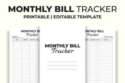 Monthly Bill Tracker KDP Interior Stock Illustration