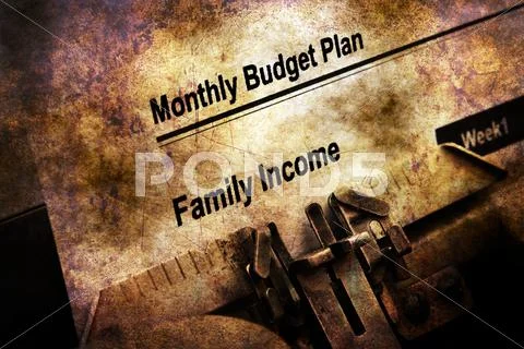 Monthly budget plan on typewriter Stock Illustration