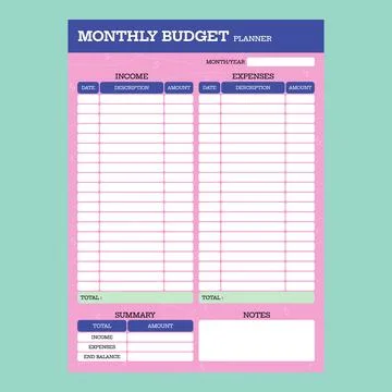 Monthly budget planner with abstract dotted lines and dollar signs on background Stock Illustration