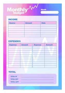 Monthly budget template Stock Illustration