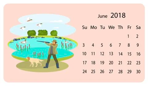 Monthly calendar 2018 Stock Illustration