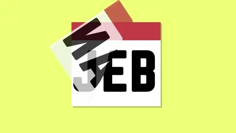 Monthly calendar been ripping off loop infographics yellow Stock Footage 74511628
