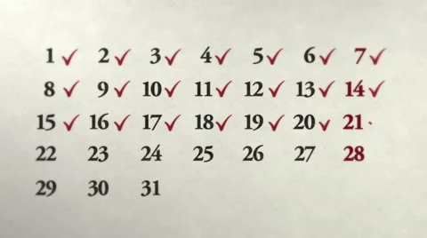 Monthly Calendar with checks Stock Footage