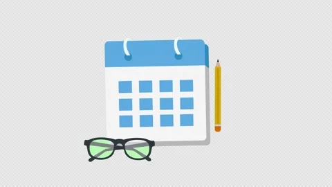 Monthly Calendar Planner with Glasses and Pencil Scheduling Animation 库存影片 339763537