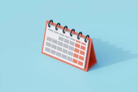 Monthly calendar single isolated object. 3d render illustration with isometri イラスト素材