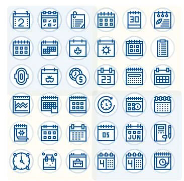Monthly Comprehensive Vector Bundle with 36 PIXEL Perfect Bold Line 64x64 Ico Stock Illustration