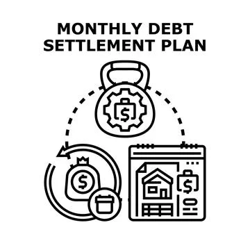 Monthly debt settlement plan managing financial obligations Stock Illustration
