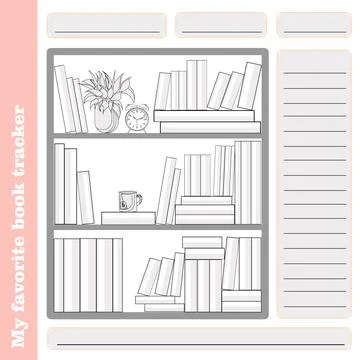 Monthly habit empty tracker template. reading. Familiar tracker. The books th Stock Illustration