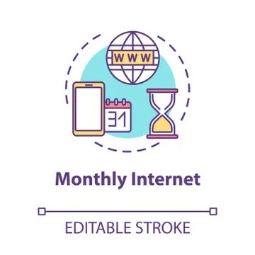 Monthly internet concept icon. Internet tariff plan. Mobile connection. Global Stock Illustration