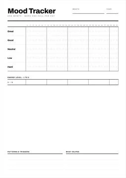 Monthly Mood Tracker Planner Template Stock Illustration