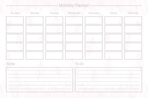 Monthly personal planner diary template. Monthly calendar individual schedule Stock Illustration