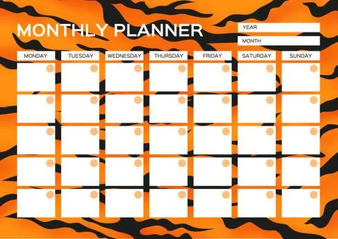 Monthly planner. Cute page for notes. Notebooks,decals, diary, school Stock Illustration