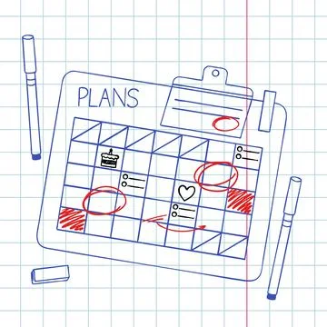 Monthly Planner Doodle Illustration Stock Illustration
