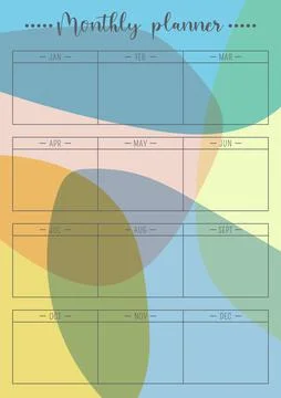 Monthly planner template with abstract figures Stock Illustration