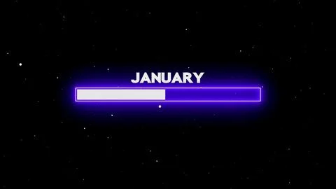 Monthly progress showing january halfway Stock Illustration