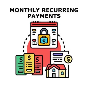 Monthly recurring payments concept for regular financial obligations Ilustração Stock