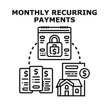 Monthly recurring payments concept for regular financial obligations Ilustração Stock