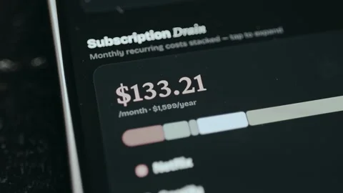 Monthly recurring subscription costs and costs per year 스톡 동영상 332083057