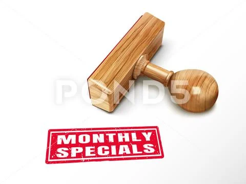 Monthly specials text and stamp Stock Illustration