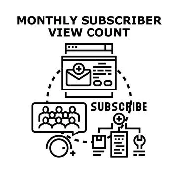 Monthly subscriber view count analytics monitoring strategy Stock Illustration