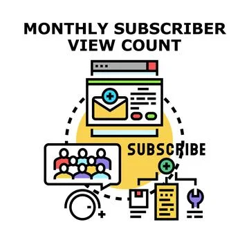 Monthly subscriber view count analytics monitoring strategy Stock Illustration