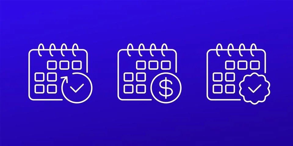 Monthly subscription icons, payment plan and period line design Stock Illustration