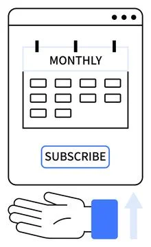 Monthly Subscription Interface with Calendar and Subscribe Button Stock Illustration