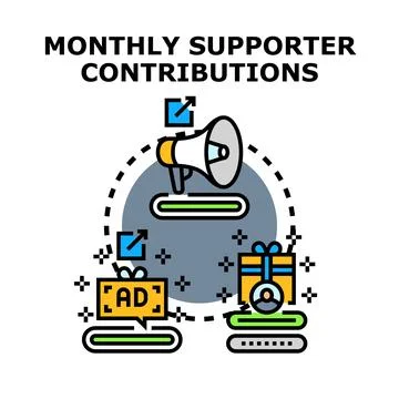 Monthly supporter contributions program and benefits Stock Illustration