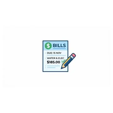 Monthly utility bill document with a pencil icon illustration Ilustración de archivo