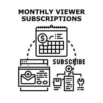 Monthly viewer subscriptions digital content service concept Stock Illustration