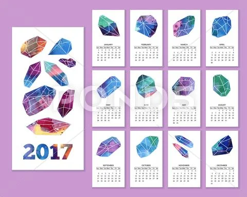 Monthly wall calendar for year 2017 Stock Illustration