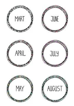 Months of year lettering frame Stock Illustration