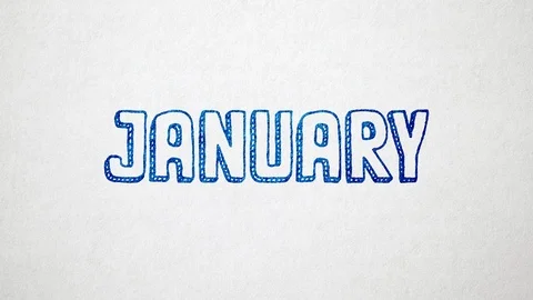 Months Of Year Scribbled  On Old White Paper.  Seamless, 4K, 60fps Stock Footage 111390258