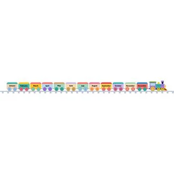 Months of the Year Train Illustration Educational Calendar Kids Learning Stock Illustration