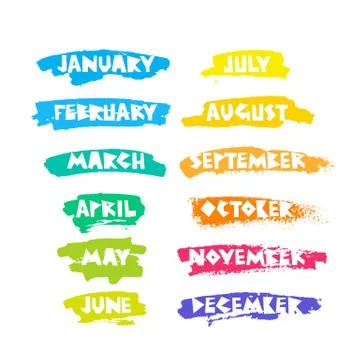 Months of the year. Vector Lettering 스톡 일러스트