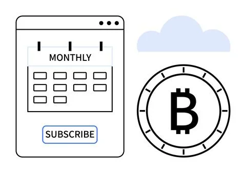 Monthy Subscription Model for Bitcoin Payment with Cloud Integration Stock Illustration