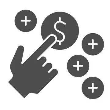 Montization solid icon. Hand and coins vector illustration isolated on white 스톡 일러스트