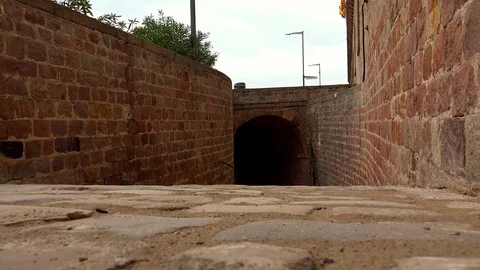Montjuic Castle in Barcelona. Spain. 4K. Stock Footage