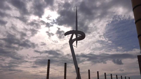 Montjuïc communications tower 스톡 동영상 35604816
