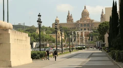 Montjuic Palace, Barcelona Stock Footage