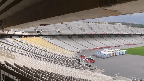 Montjuic Stadium empty Wide Pan Interior 4k HDR Video stock 118202660